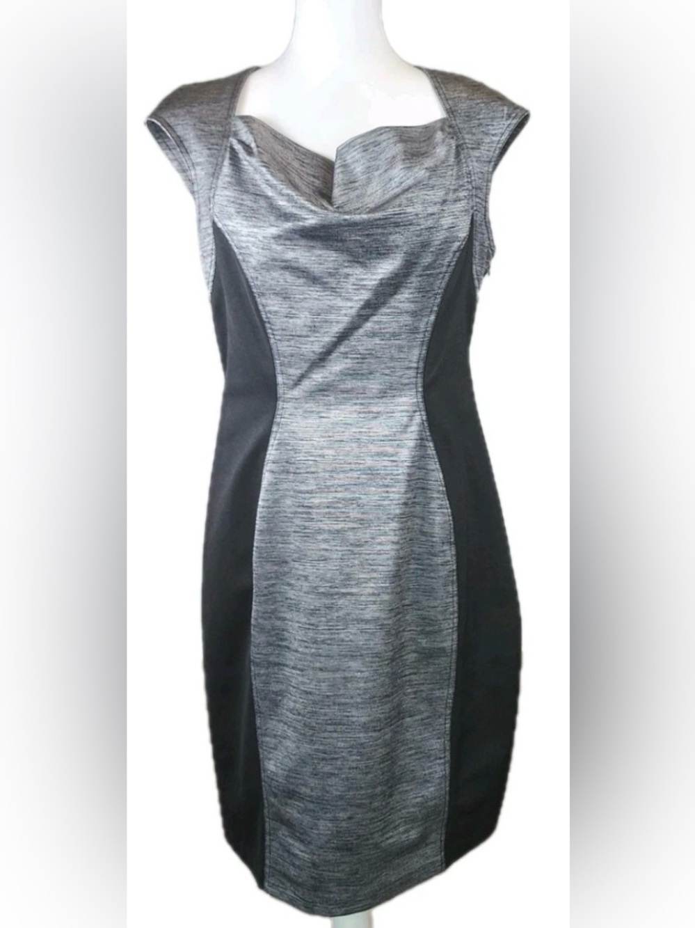 Marc by Marc Jacobs Gray and Black Sleeveless Midi Sheath Dress